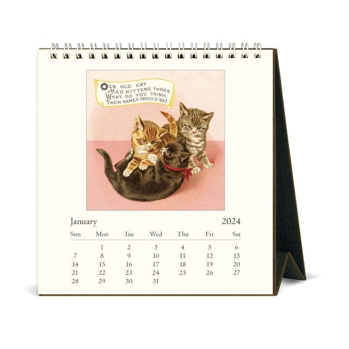 CAVALLINI & CO - 2024 Vintage Desk Calendar - VINTAGE CATS - 2023 BEST CHRISTMAS GIFTS - GIFT IDEAS