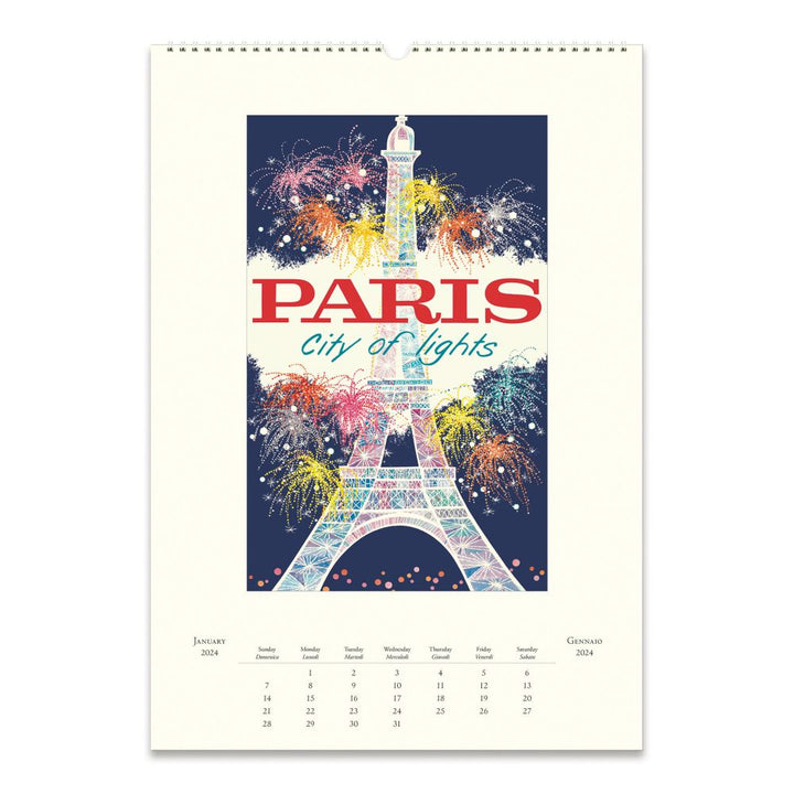 CAVALLINI & CO - 2024 - Vintage Poster Wall Calendar - PARIS - FIRWORKS