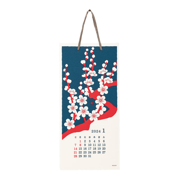 MIDORI - Wall-Hanging Calendar 2024 - Echizen Paper <S> Flower