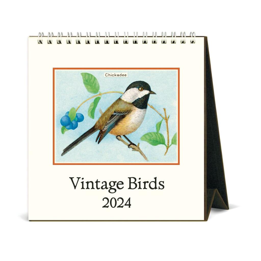 CAVALLINI & CO - 2024 Vintage Desk Calendar - VINTAGE BIRDS - Best 2023 Christmas Gift Ideas