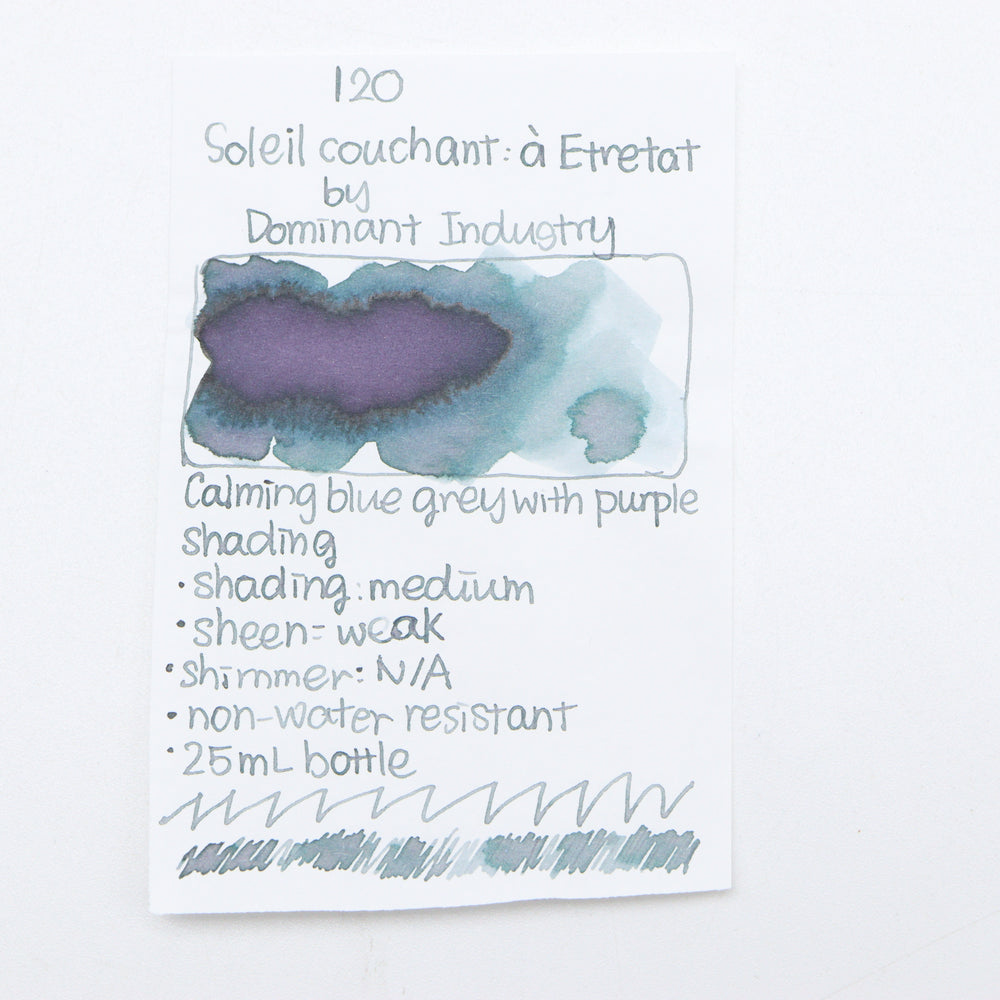 DOMINANT INDUSTRY – PAINTER SERIES – Bottled Fountain Pen Ink (25ml) – No.120 Soleil Couchant: à Étretat Ink Swatches - Free Shipping to US and Canada