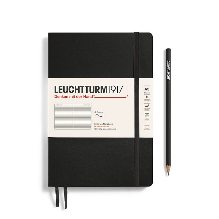 LEUCHTTRUM 1917 - Softcover A5 Notebook - 123 numbered pages - Black