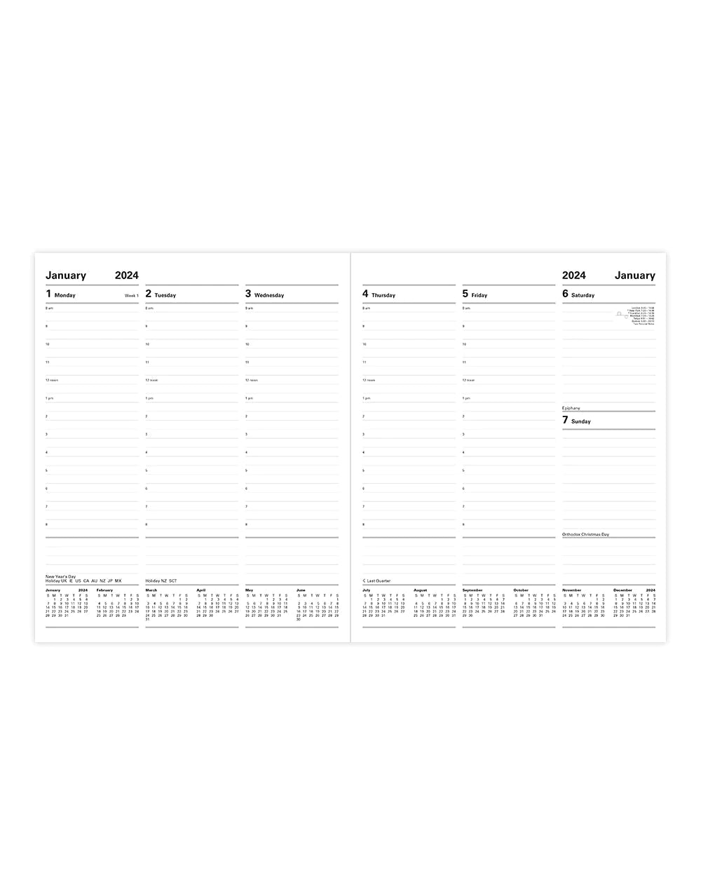 Letts of London - Classic Quarto Vertical Week to View Planner with Appointments 2024 - English
