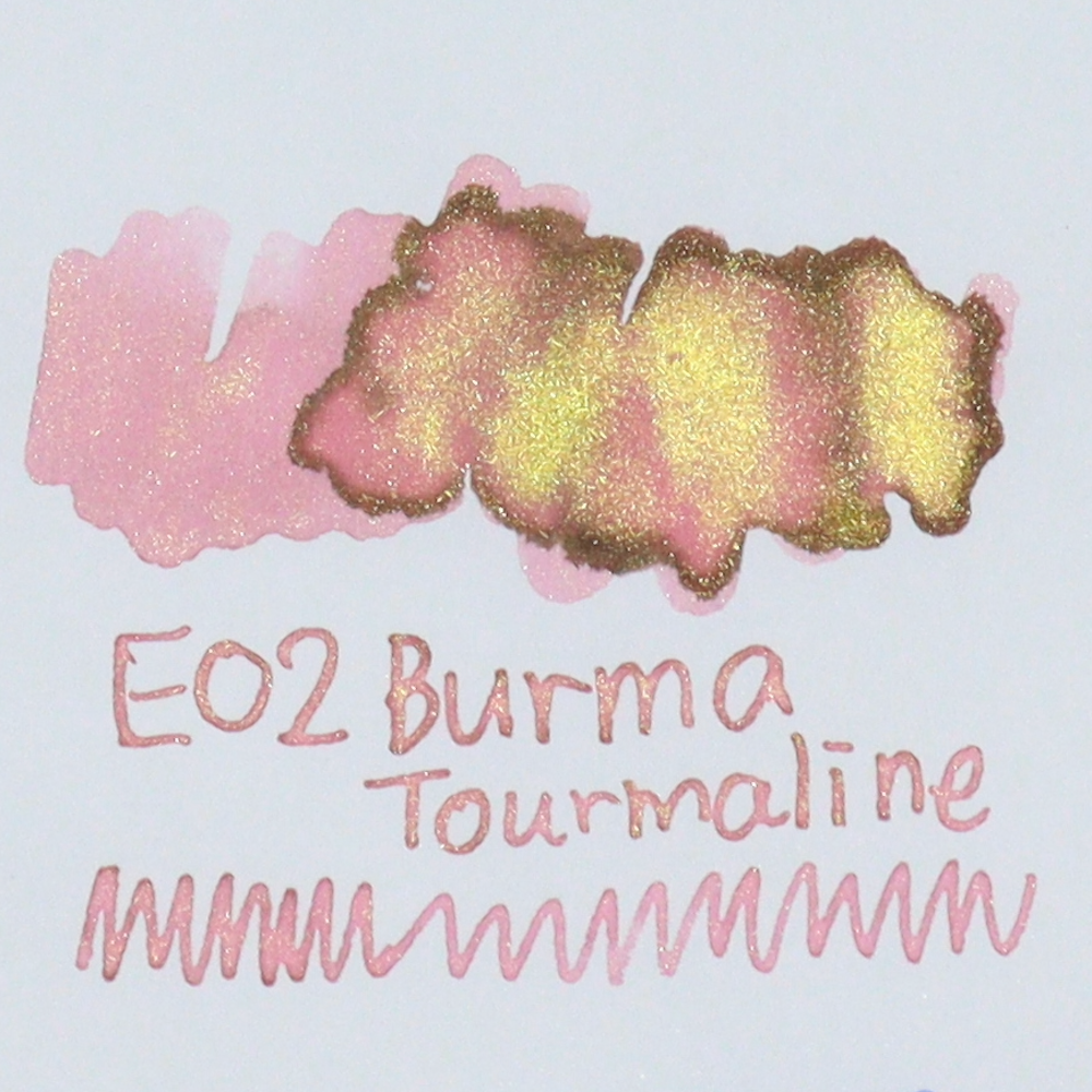 TONO & LIMS - 30ML Fountain Pen Ink - Earth Contact Line - Burma Tourmaline (Shimmer) swatches