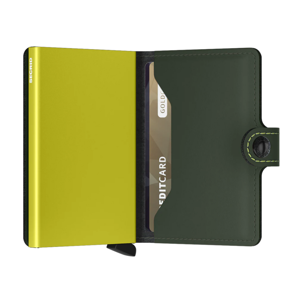Secrid Miniwallet Matte GREEN & LIME - High quality cowhide leather wallet - Best Gift for all occassions