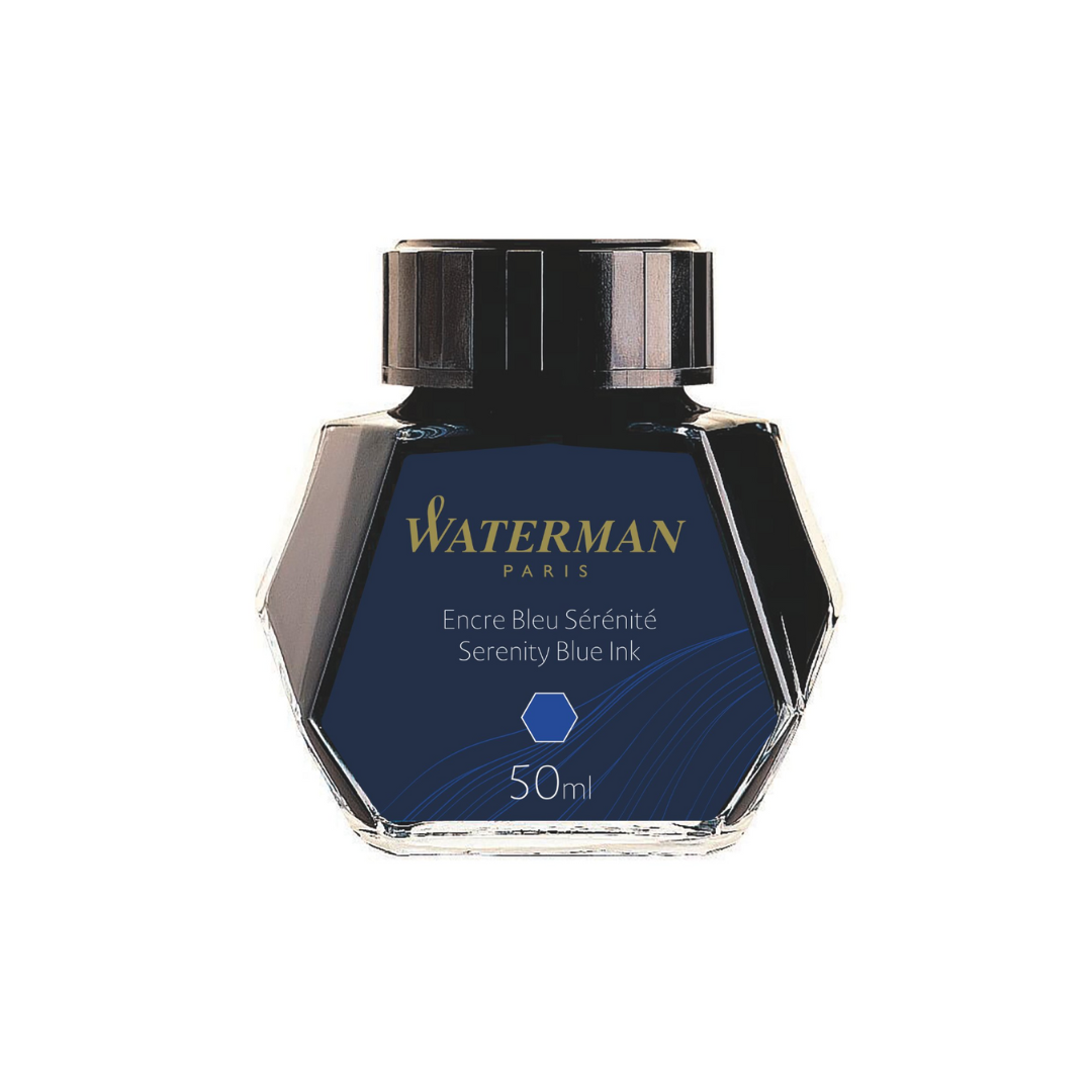 WATERMAN - Fountain Pen Ink 50ml Bottle Ink - Serenity Blue - Safe for All Fountain Pens Including Vintage Fountain Pens - Free Shipping to US and Canada