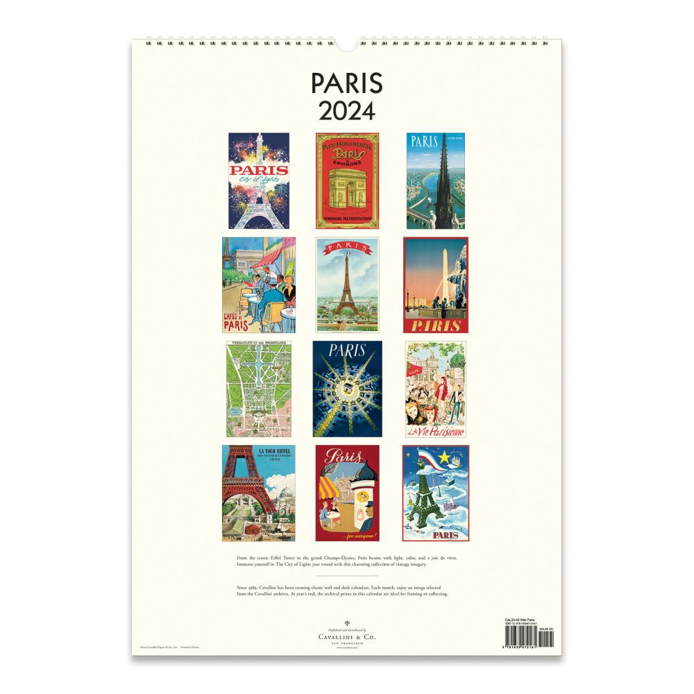 CAVALLINI & CO - 2024 - Vintage Poster Wall Calendar - PARIS