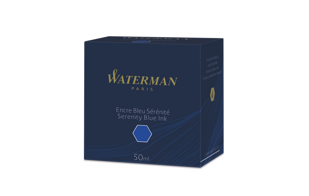 WATERMAN - Fountain Pen Ink 50ml Bottle Ink - Serenity Blue - Safe for All Fountain Pens Including Vintage Fountain Pens - Free Shipping to US and Canada