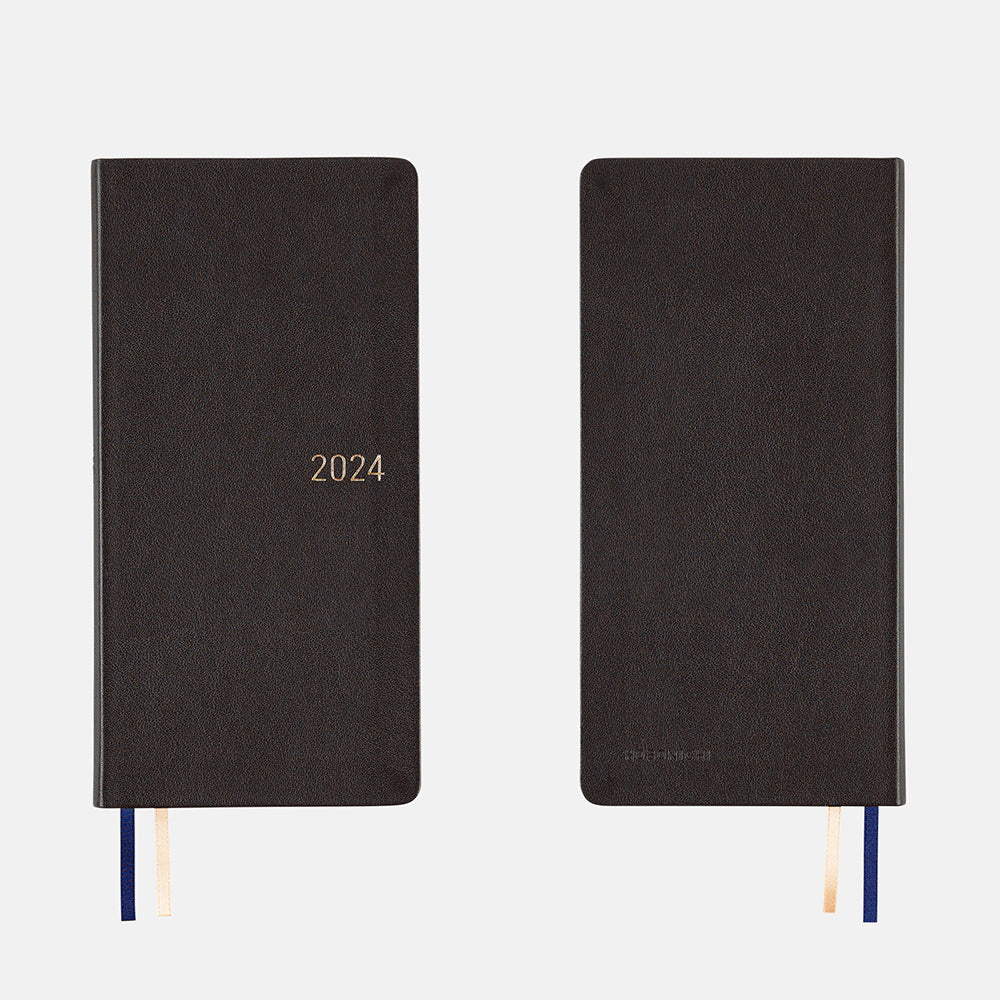 Hobonichi Techo 2024 - Weeks/Wallet Planner Book - Leather: Classical Navy (English/Monday Start/January Start)