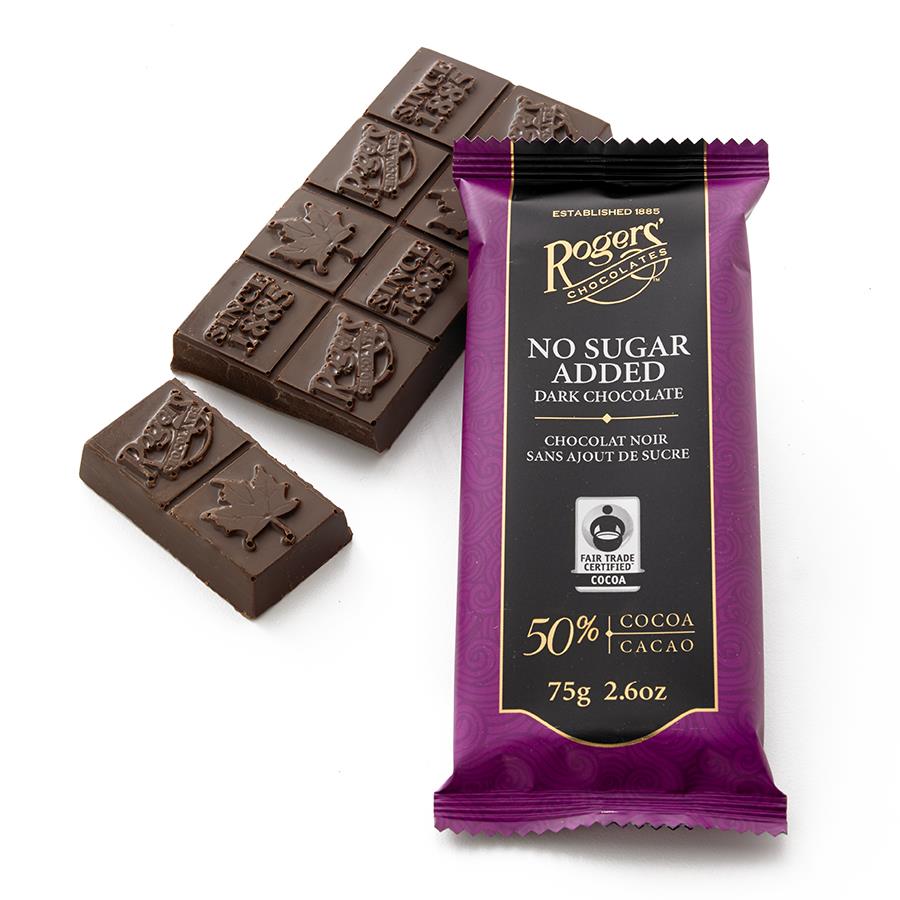 ROGERS' CHOCOLATE - NO SUGAR ADDED DARK CHOCOLATE BAR - Buchan's Kerrisdale Stationery