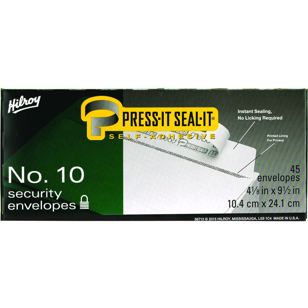 Hilroy Press-it Seal-it Envelopes, 4-1-8 X 9-1-2 Inches, Box Of 45, White - Buchan's Kerrisdale Stationery