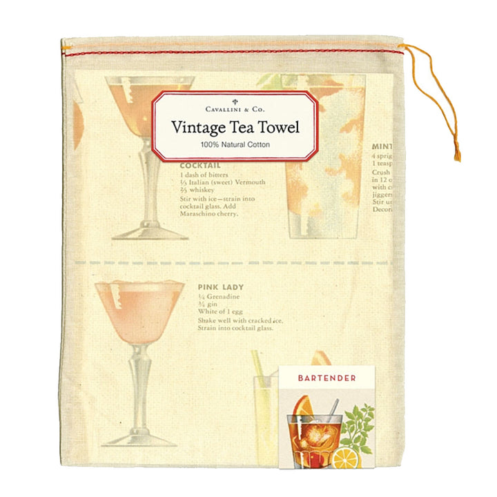 CAVALLINI & CO - Vintage Tea Towel "Bartender's Guide" - Buchan's Kerrisdale Stationery