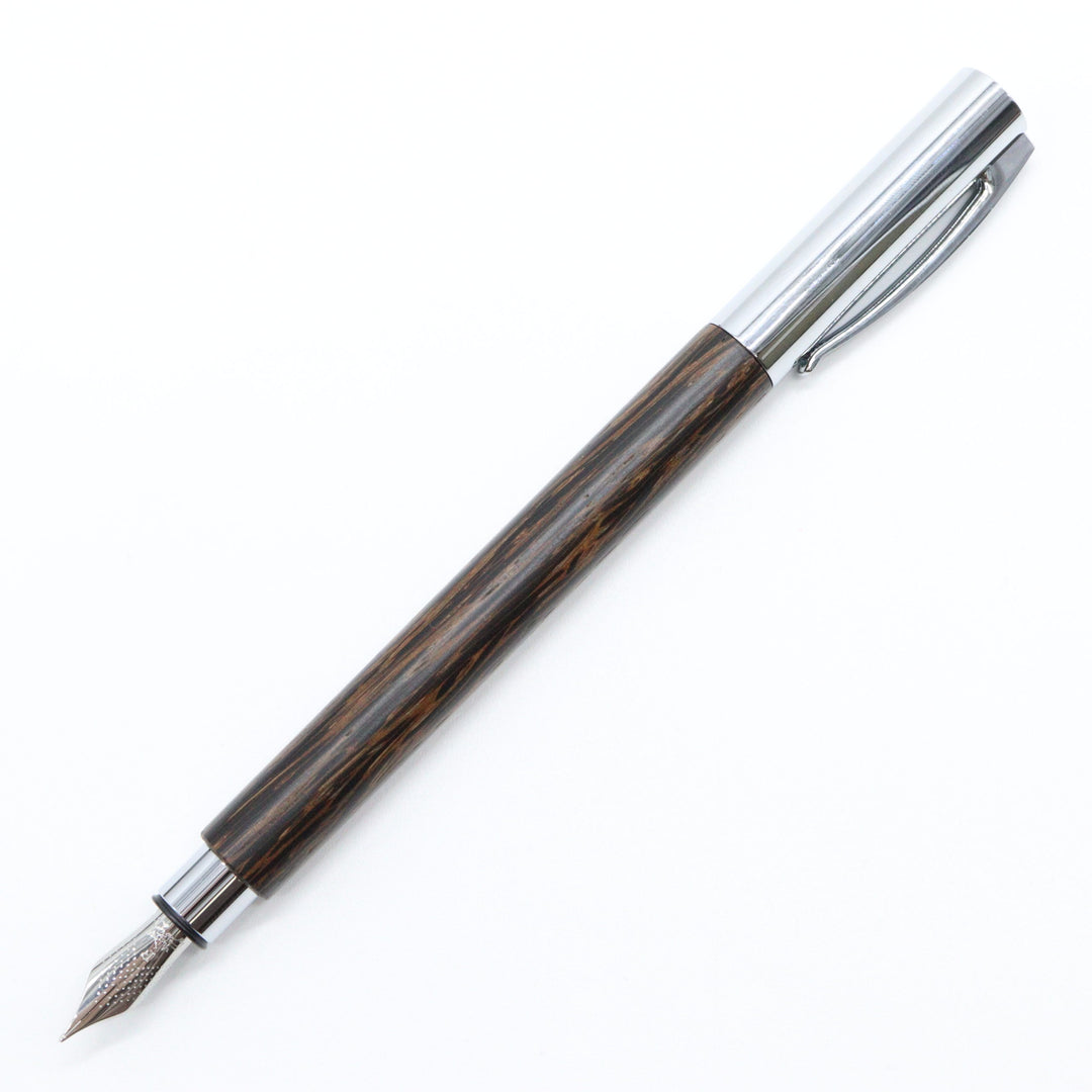 Faber-Castell – ‘Ambition’ Fountain Pen with Gift Box Case – Coconut Wood with Silver Accents - Buchan's Kerrisdale Stationery