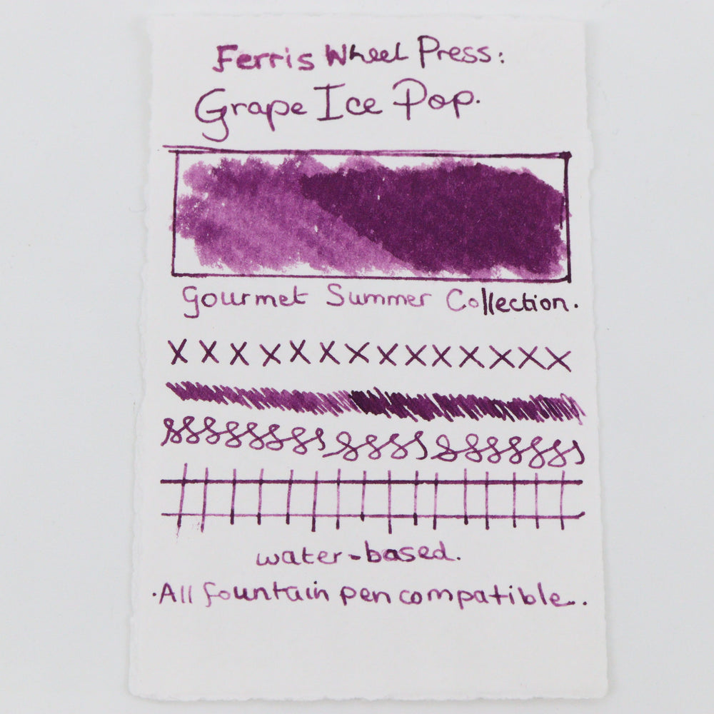 FERRIS WHEEL PRESS – ‘Gourmet Summer Collection’ Fountain Pen Ink Glass Bottle 38ml – Grape Ice Pop - Buchan's Kerrisdale Stationery
