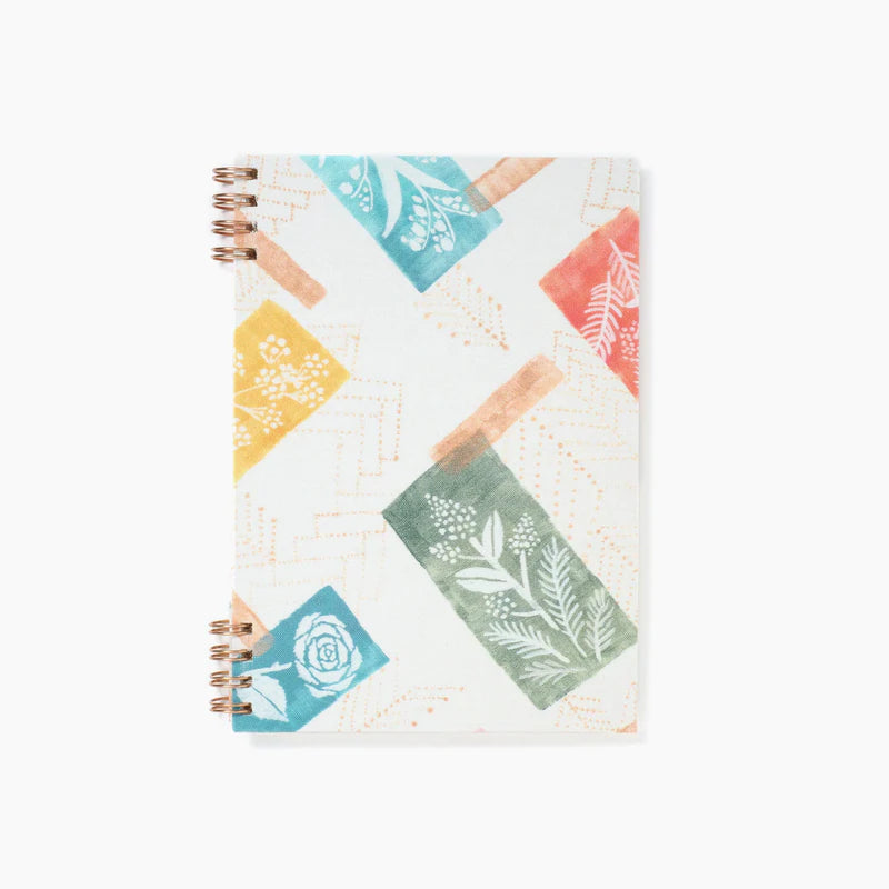 Kakimori - Fabric Cover B6 Grid Notebook Design by Tomoko Murata - 'Flower Bone' - Buchan's Kerrisdale Stationery