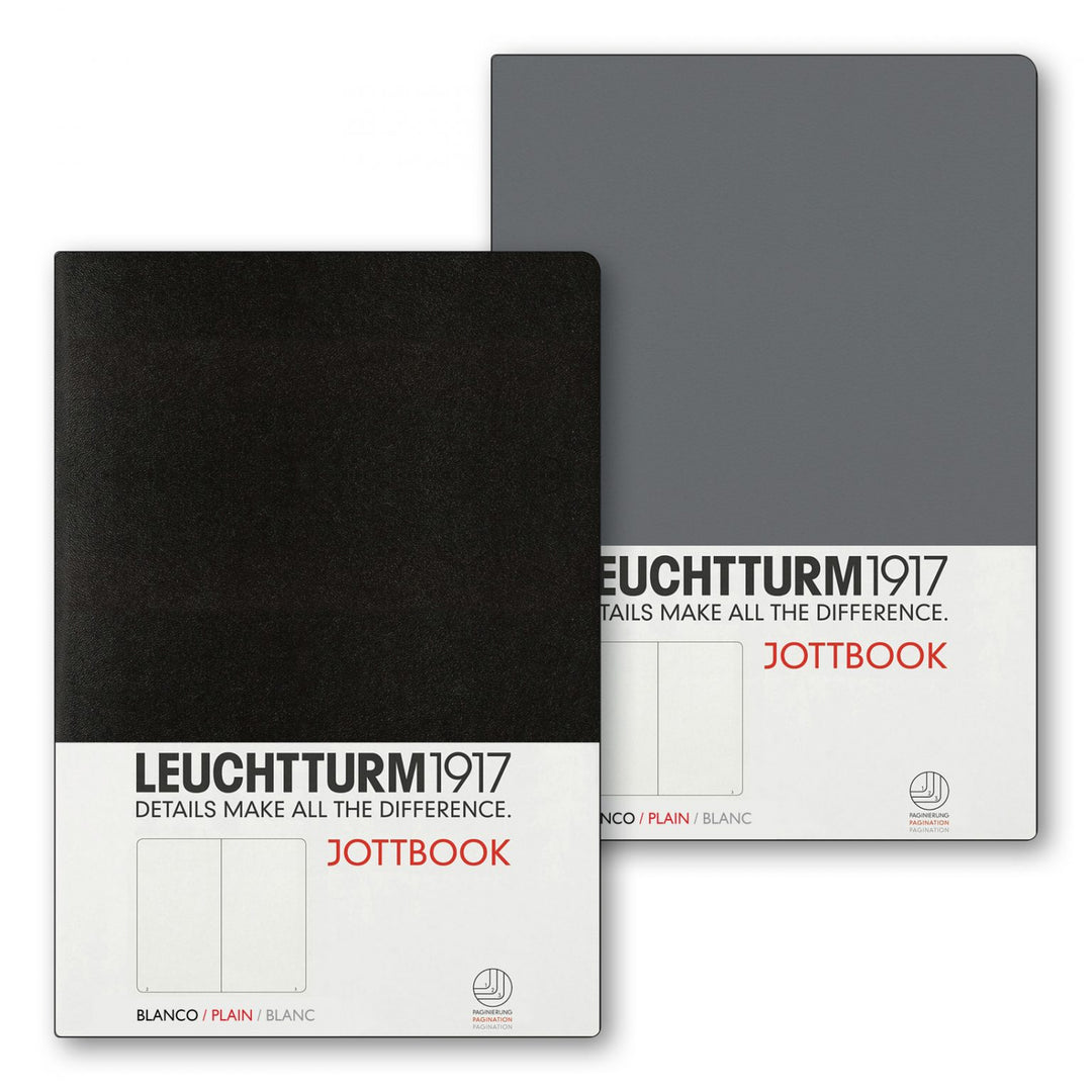 LEUCHTTURM - SOFTCOVER JOTTBOOK DOUBLE NOTEBOOK (A5), 59 NUMBERED PAGES, ANTHRACITE AND BLACK BLANK - Buchan's Kerrisdale Stationery