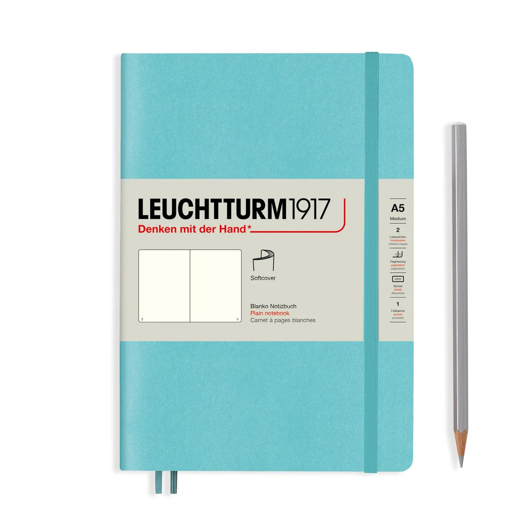 LEUCHTTURM - SOFTCOVER NOTEBOOK (A5), 123 NUMBERED PAGES, STONE BLUE BLANK - Buchan's Kerrisdale Stationery