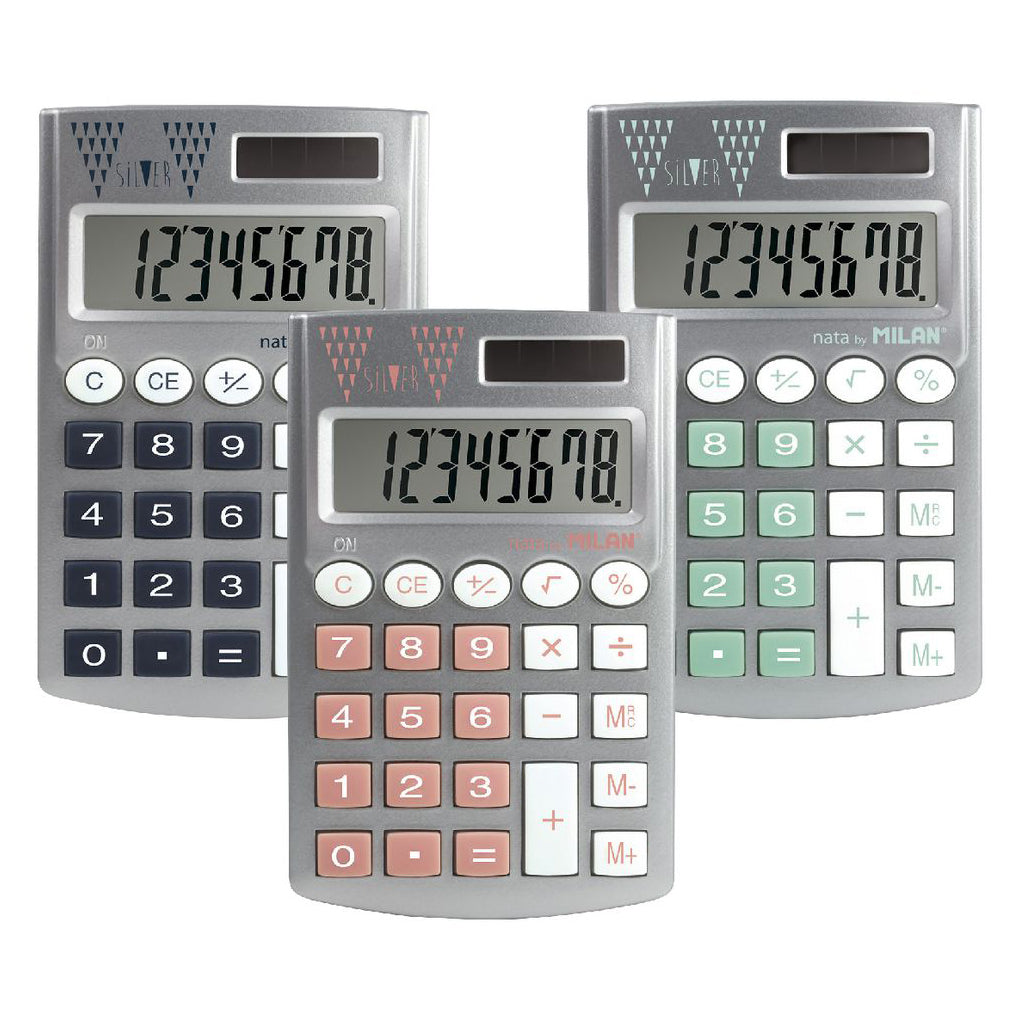 MILAN - Pocket Calculator Assorted Silver - Buchan's Kerrisdale Stationery