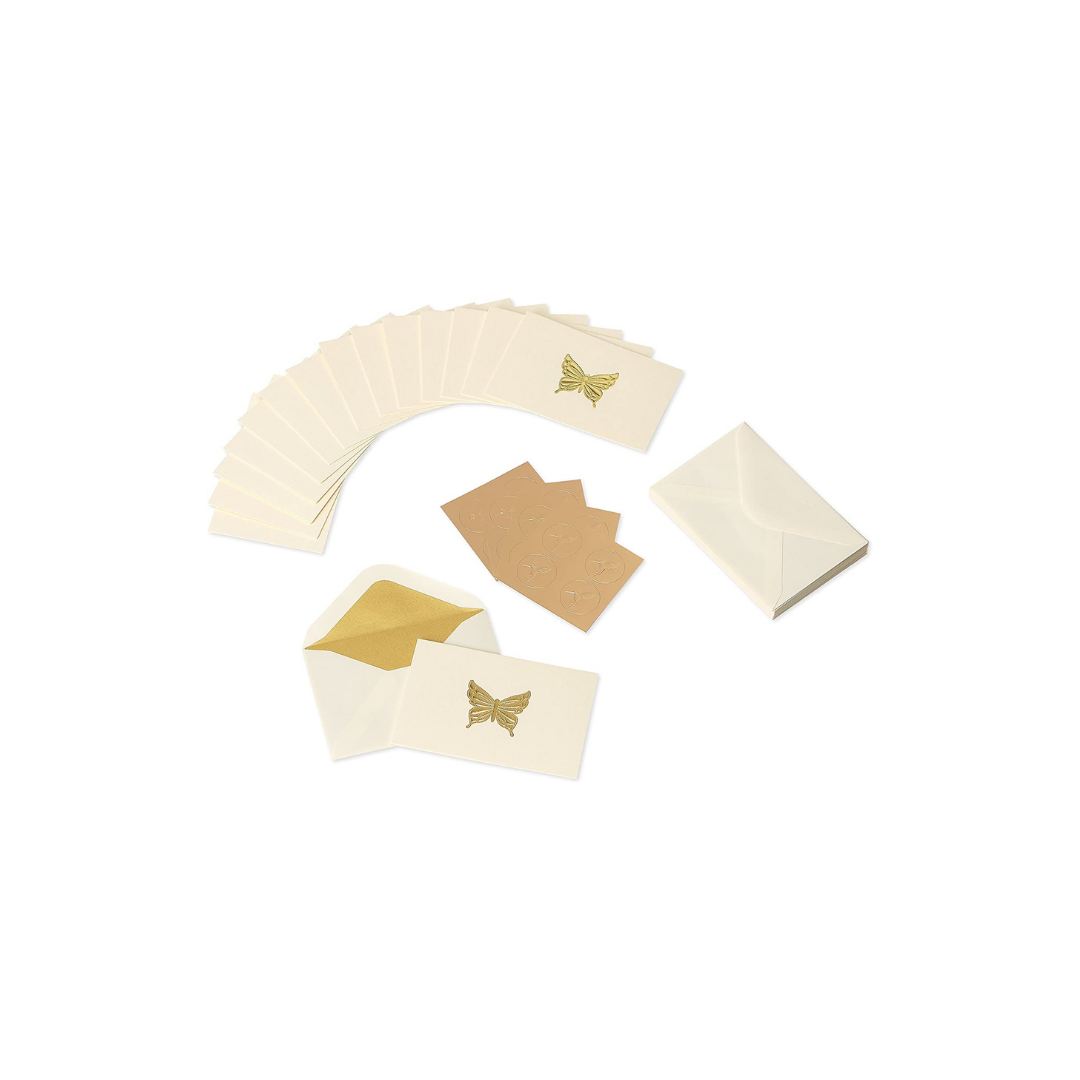 PAPYRUS-Gold Butterfly Boxed Blank Cards And Envelopes, 16 Count - Buchan's Kerrisdale Stationery