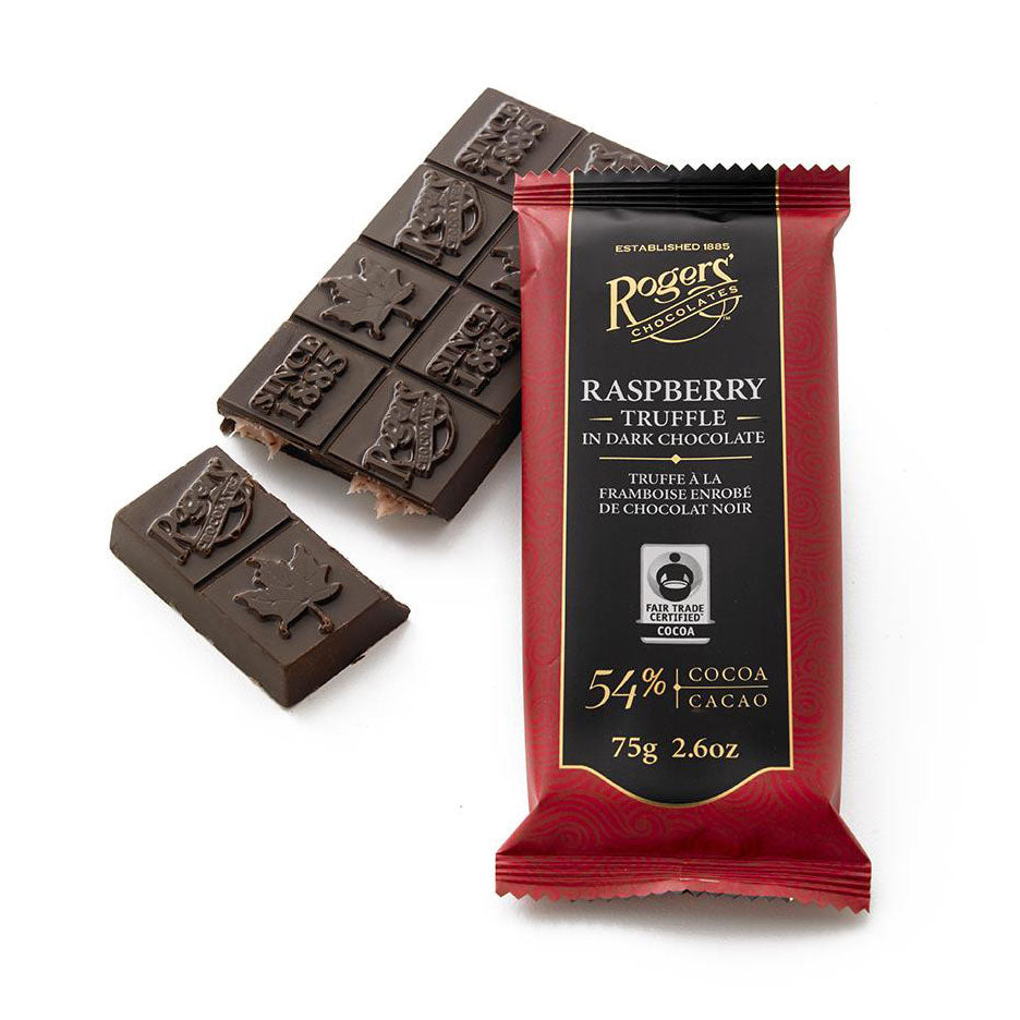 ROGERS’ CHOCOLATE – RASPBERRY TRUFFLE DARK CHOCOLATE BAR - Buchan's Kerrisdale Stationery
