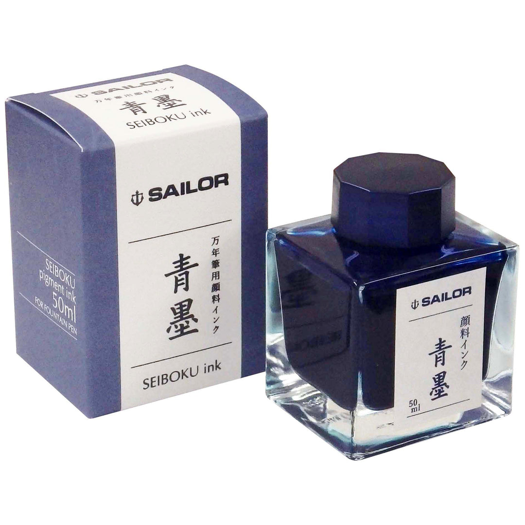 SAILOR PEN - Pigment Ink - Bottled Fountain Pen Ink (50 ml) - Seiboku (Blue Black) - Buchan's Kerrisdale Stationery