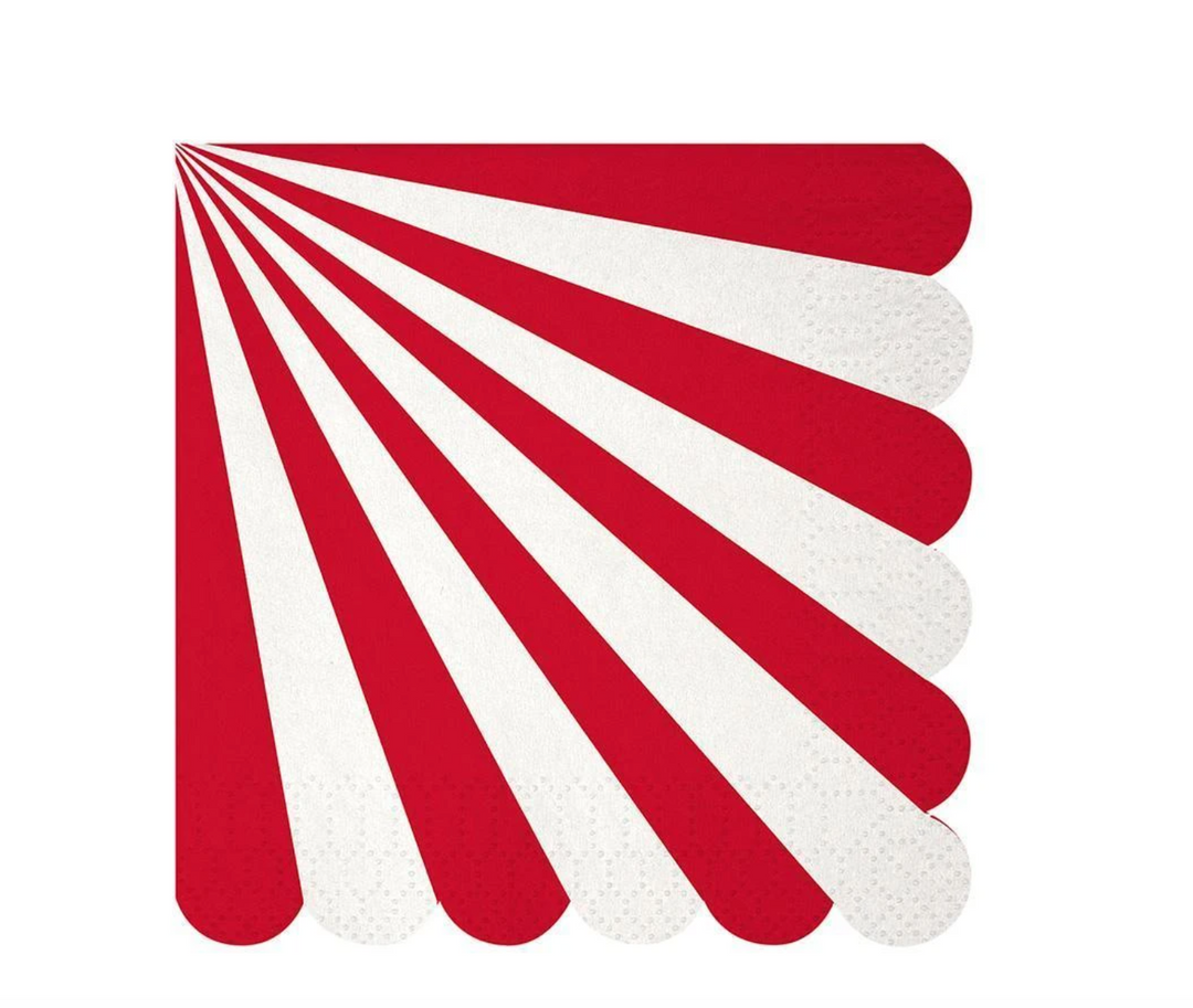 MERI MERI -  Red Fan Stripe Small Napkins - Buchan's Kerrisdale Stationery