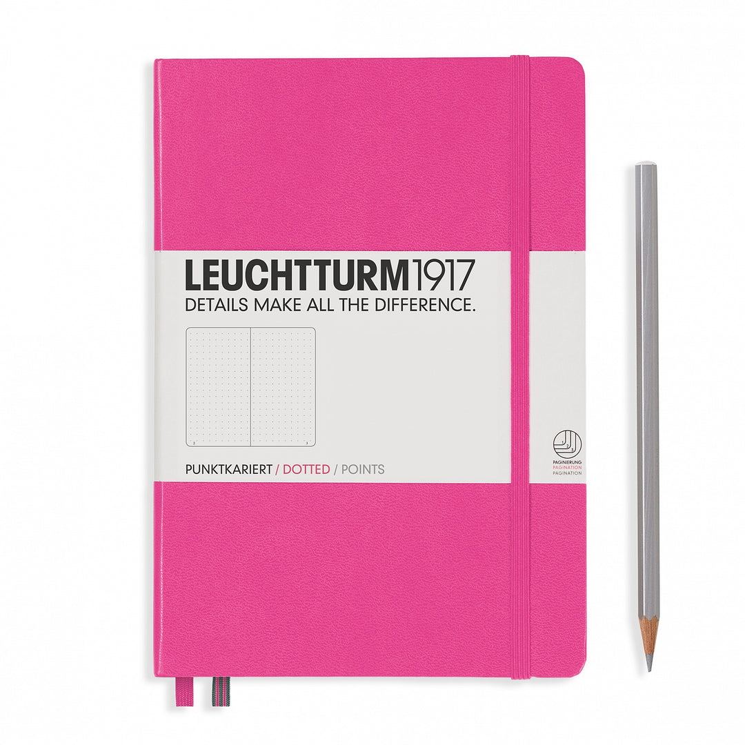 LEUCHTTURM - NOTEBOOK MEDIUM (A5) HARDCOVER, 249 NUMBERED PAGES, DOTTED, NEW PINK - Buchan's Kerrisdale Stationery