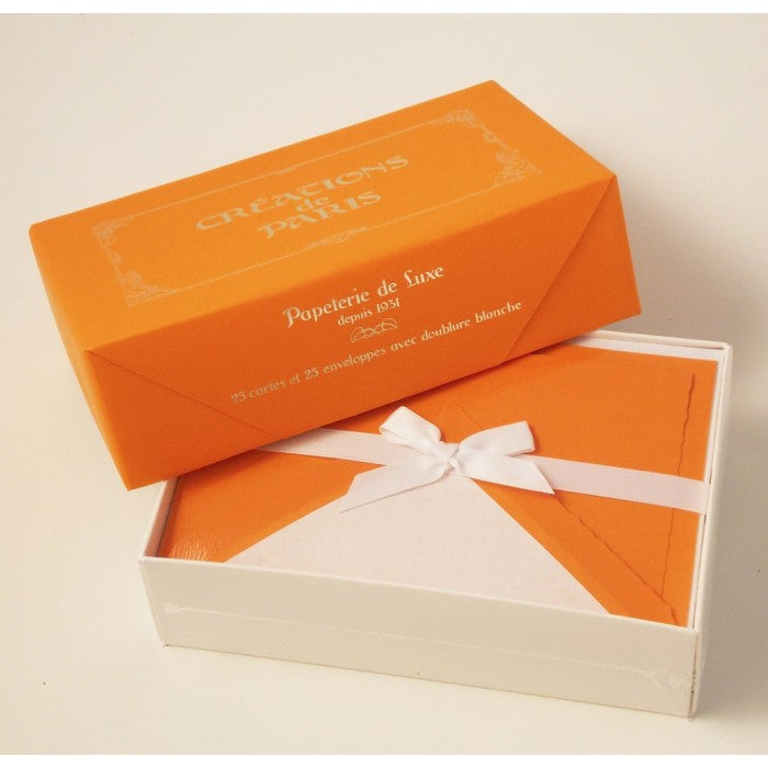 ROSSI Flat Deckled Edge Cards and Lined Envelopes Orange - CDP 014 - Buchan's Kerrisdale Stationery