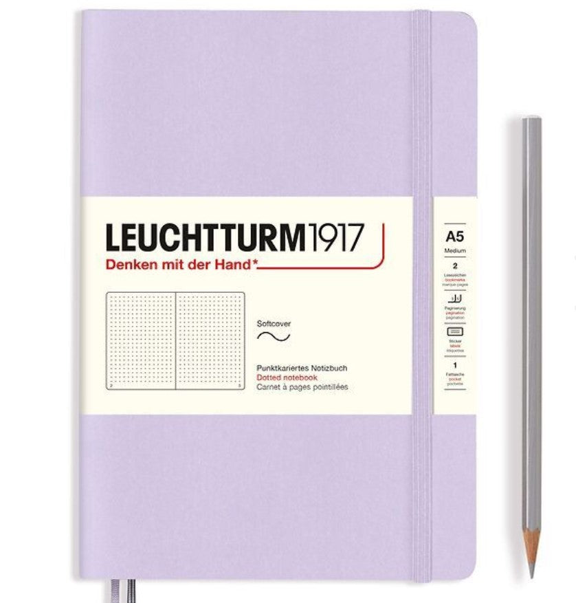 LEUCHTTRUM – 123 Numbered Pages, Softcover, Medium Notebook (A5) Dotted – Lilac - Buchan's Kerrisdale Stationery