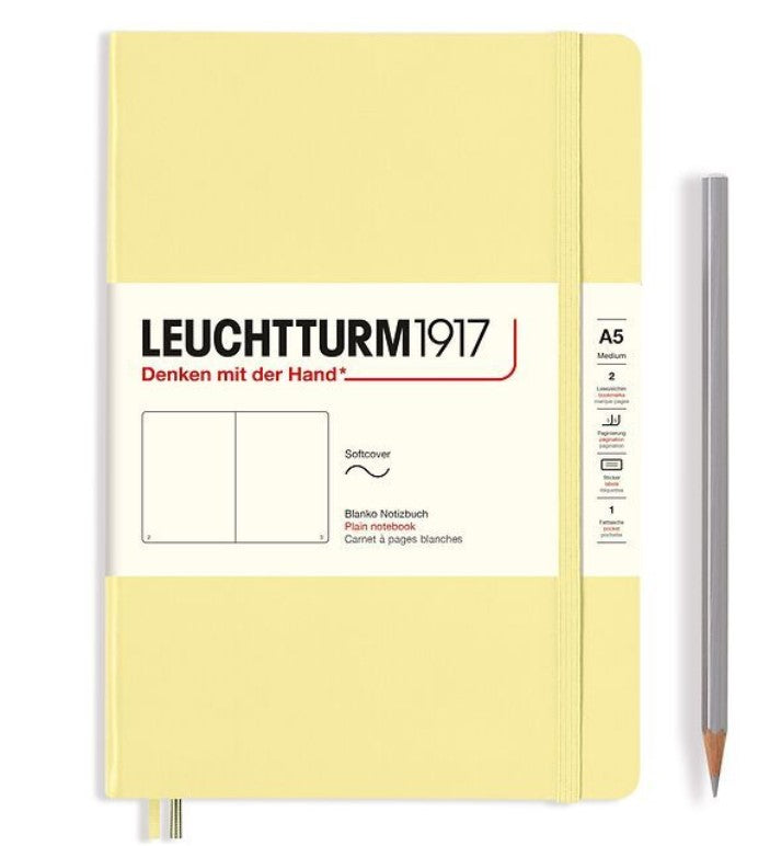 LEUCHTTRUM – 123 Numbered Pages, Softcover, Medium Notebook (A5) Blank – Vanilla - Buchan's Kerrisdale Stationery