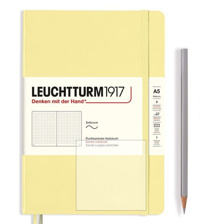LEUCHTTRUM – 123 Numbered Pages, Softcover, Medium Notebook (A5) Dotted – Vanilla - Buchan's Kerrisdale Stationery
