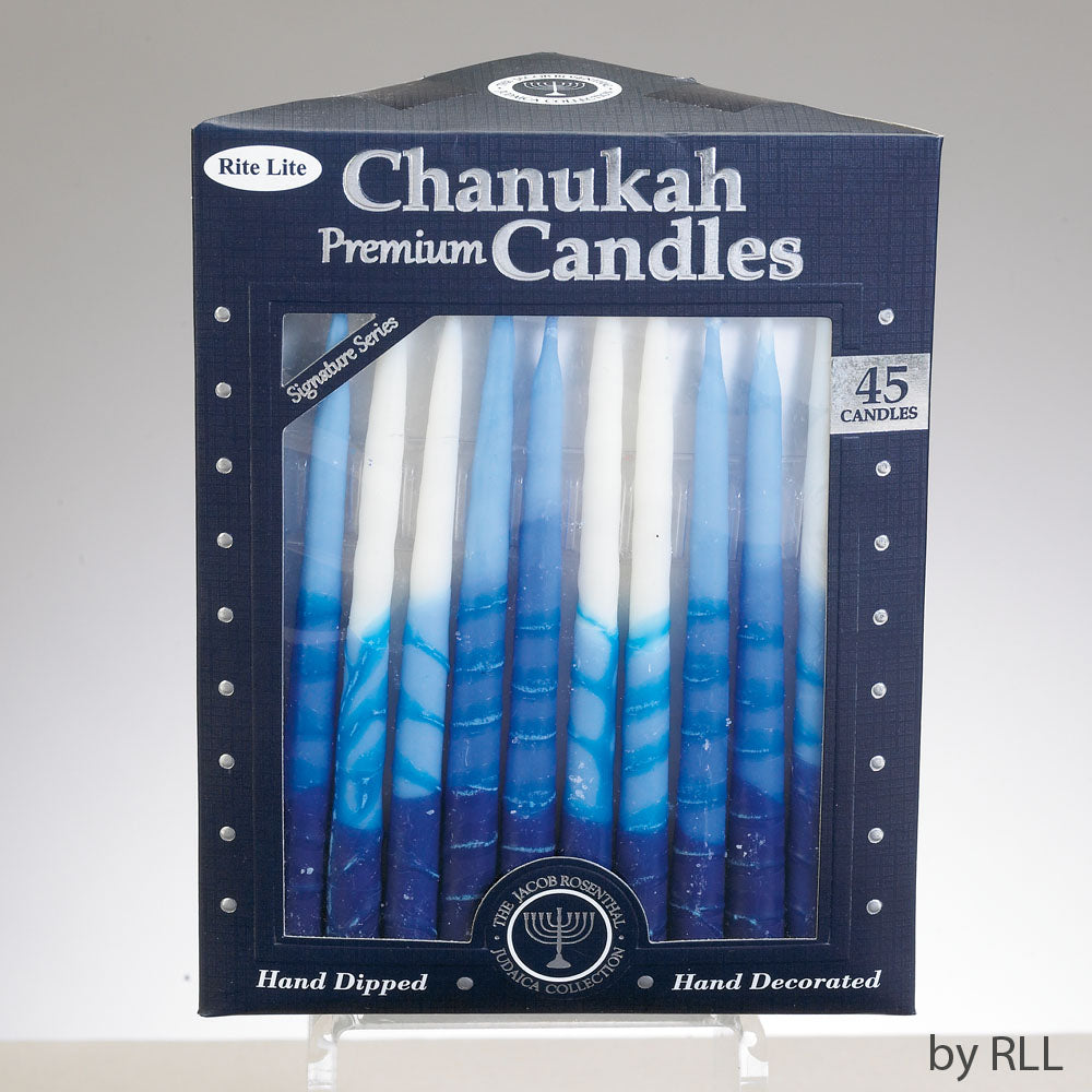 Rite Lite Premium Chanukah Candles, Hand Crafted, Blue & White