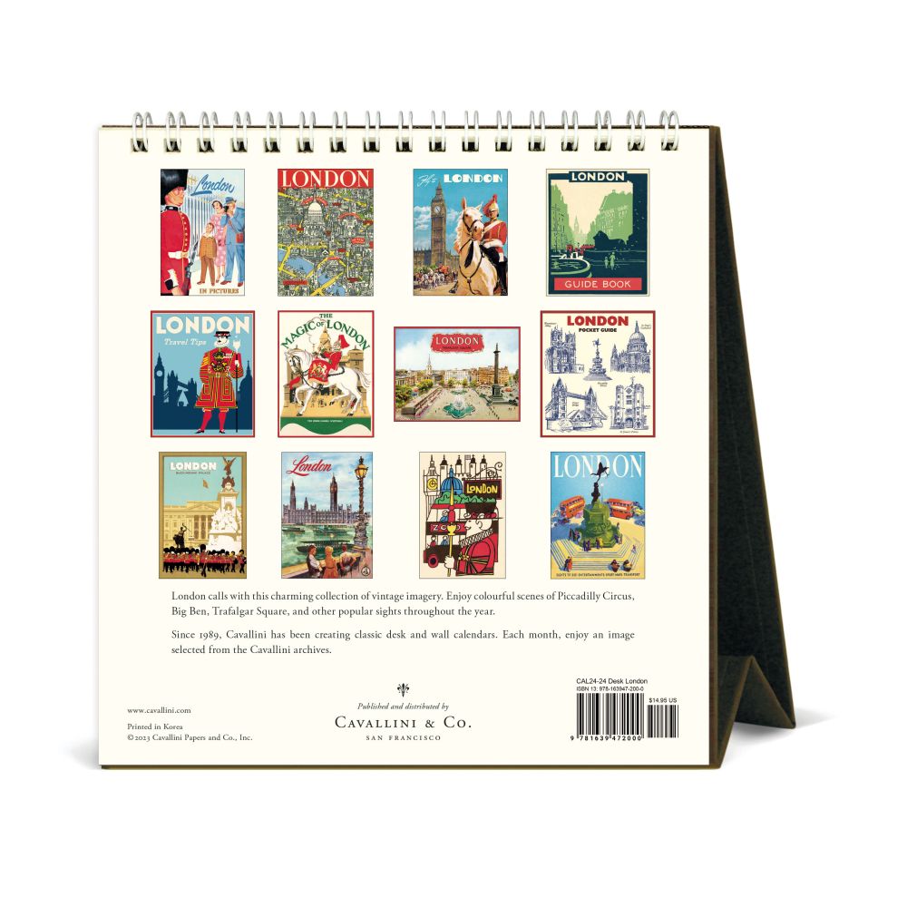CAVALLINI & CO - 2024 Vintage Desk Calendar - LONDON - BEST 2023 CHRISTMAS GIFT IDEAS