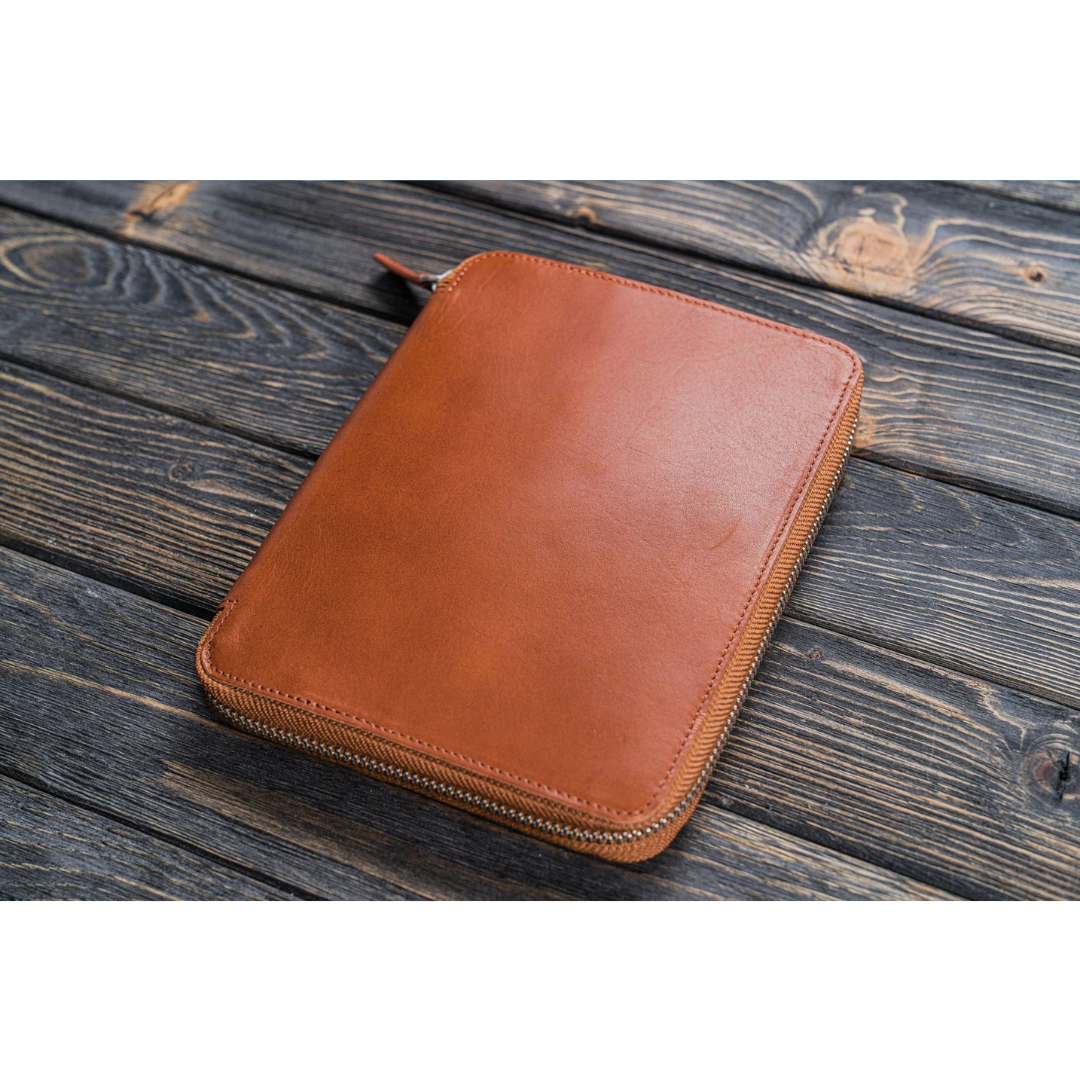 Galen Leather - Leather Zippered A5 Leuchtturm1917 Notebook Folio - Brown