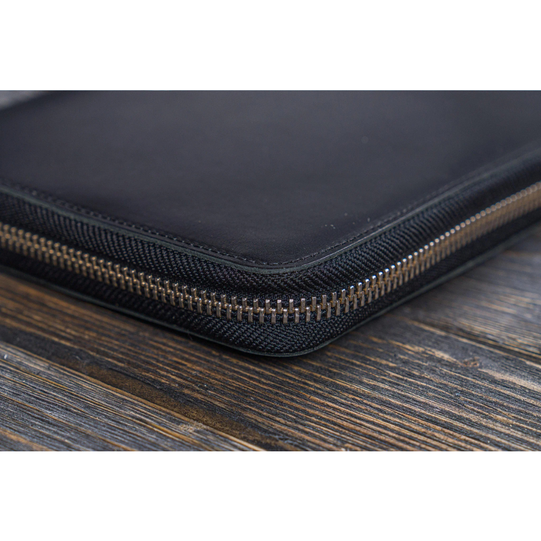 Galen Leather - Leather Zippered A5 Leuchtturm1917 Notebook Folio - Black