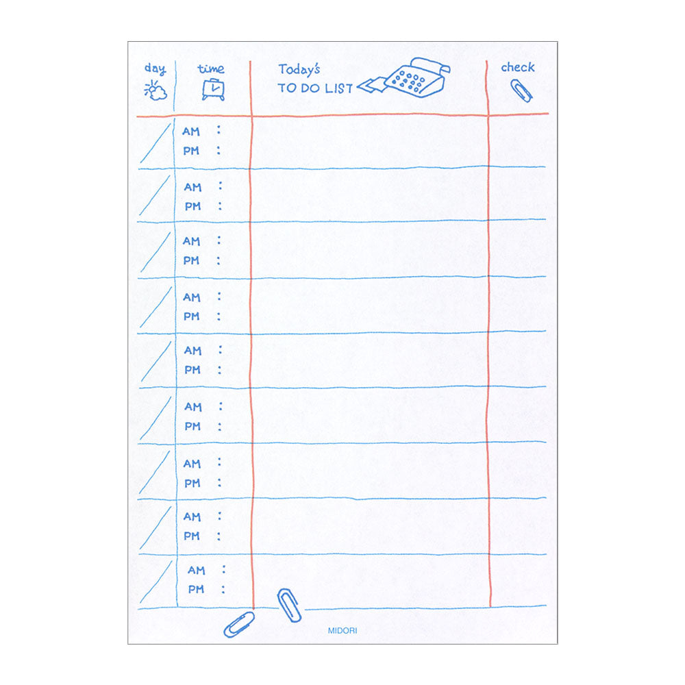 Midori - To do List Memo Pad - Blue Typewriter - Free shipping to US and Canada - Vancouver Buchan's Kerrisdale Gift & Stationery Store