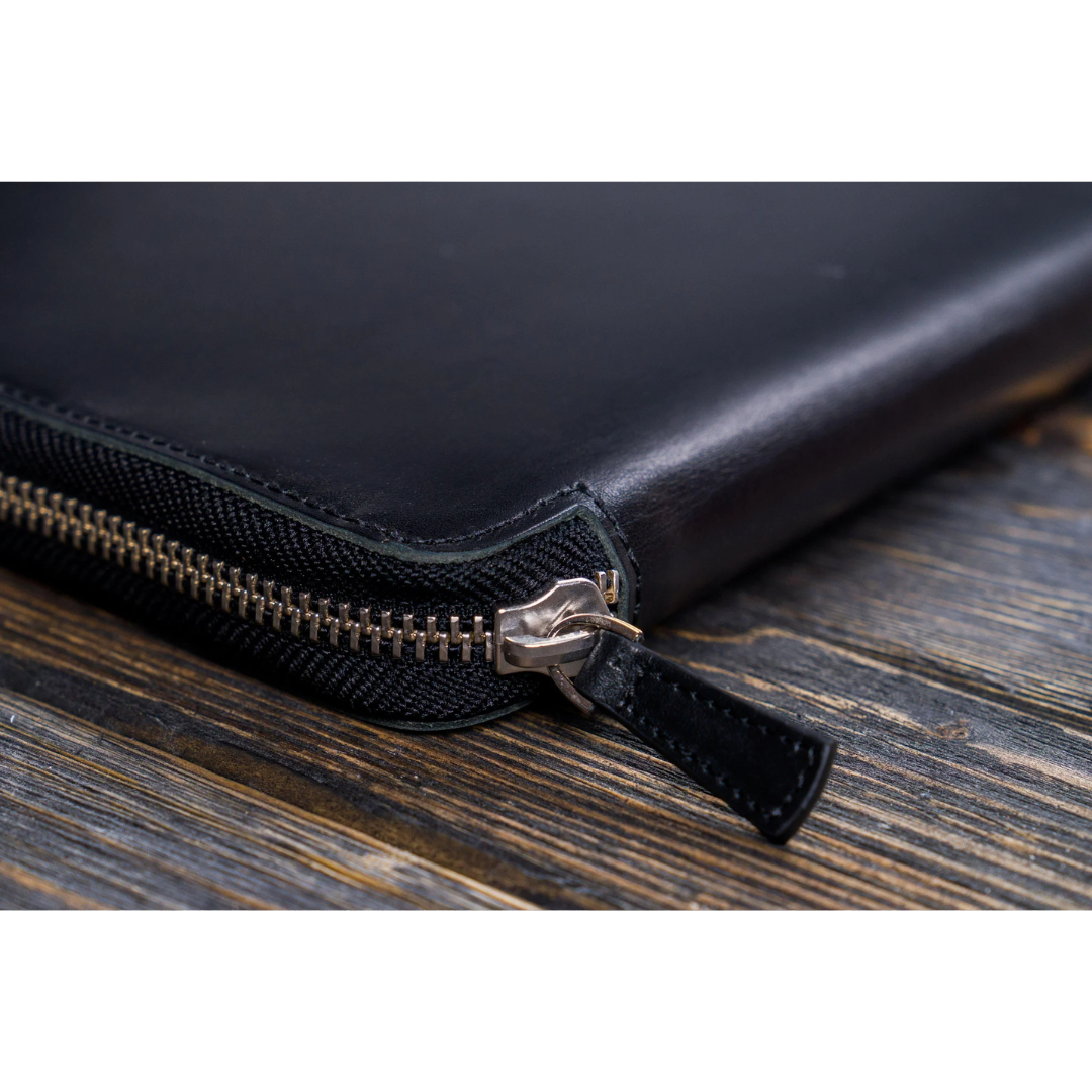 Galen Leather - Leather Zippered A5 Leuchtturm1917 Notebook Folio - Black