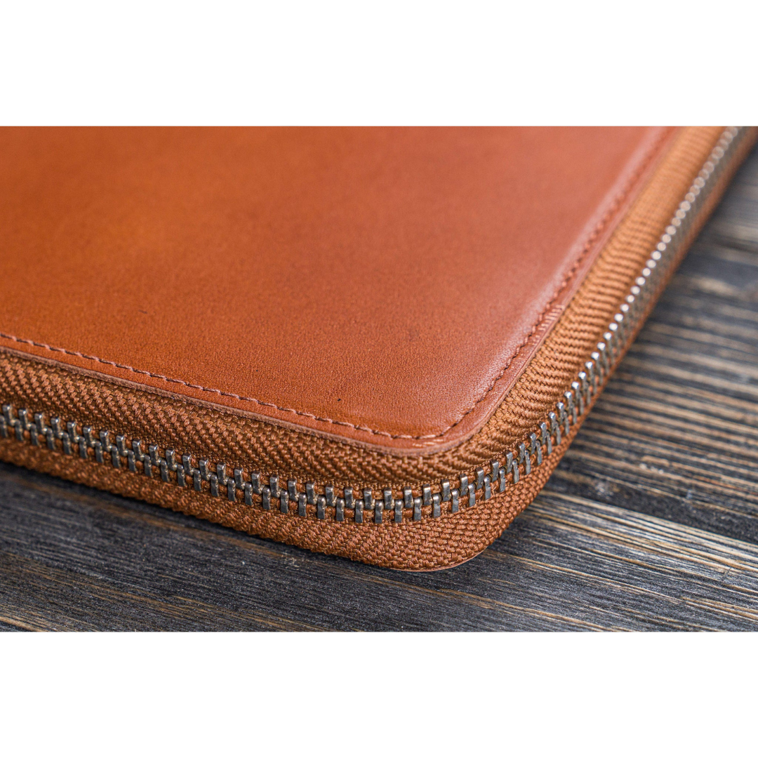 Galen Leather - Leather Zippered A5 Leuchtturm1917 Notebook Folio - Brown