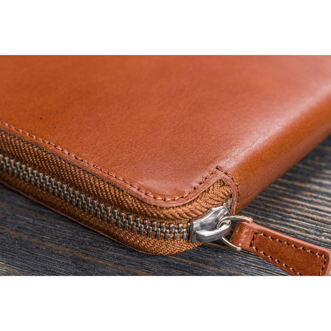 Galen Leather - Leather Zippered A5 Leuchtturm1917 Notebook Folio - Brown