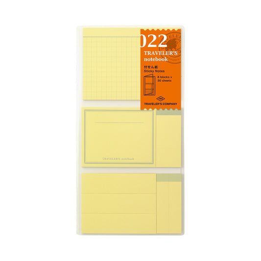 TRAVELER'S NOTEBOOK - 022 Sticky Note Memo Pad Refill - 8 Blocks x 30 Sheets (REGULAR SIZE) - Free shipping to US and Canada - Vancouver Buchan's Kerrisdale Stationery Store