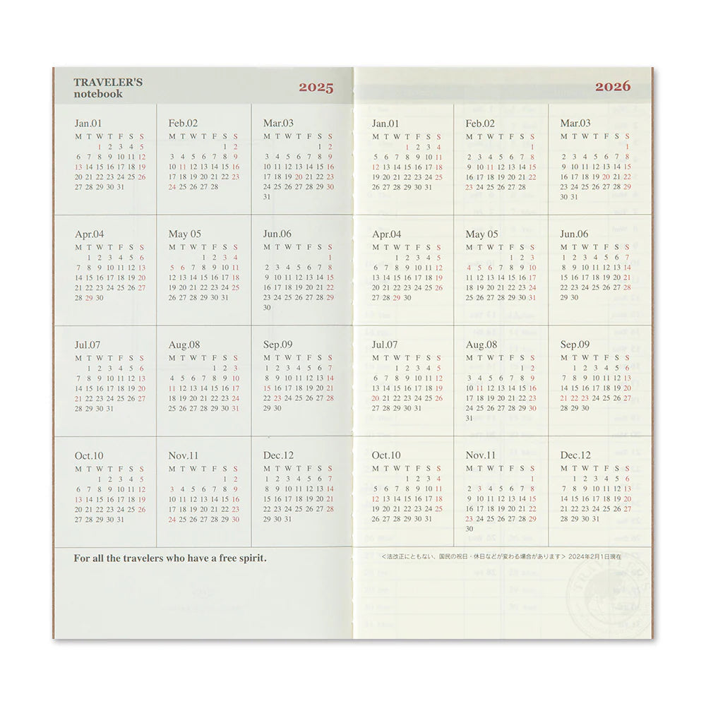 Traveler's Notebook - 2025 Weekly + Memo (Regular Size)