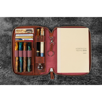 Galen Leather - Leather Zippered A5 Notebook Folio - C.H. Orange