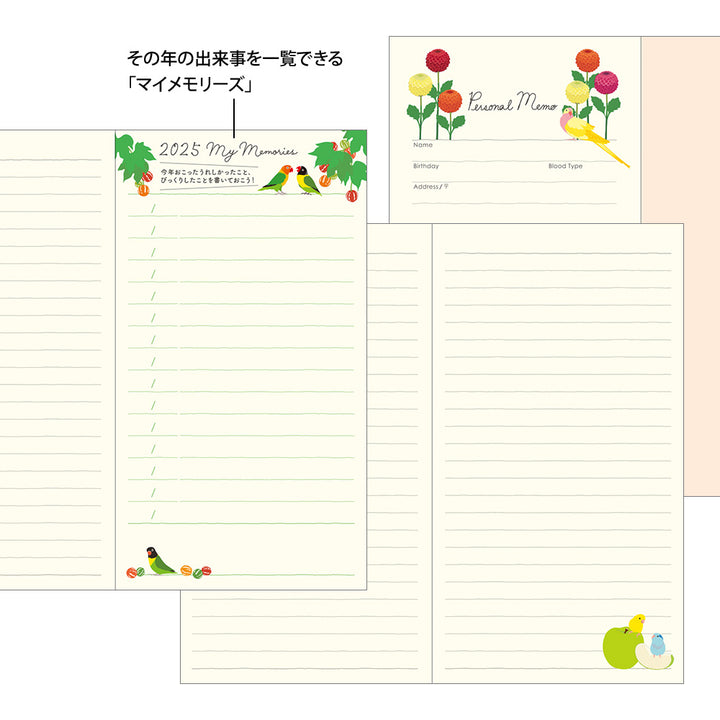 MIDORI - MD Notebook - 2025 Pocket Diary <Mini> - Bird