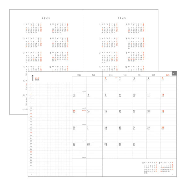 MIDORI - Flat Diary 2025 - A5 - White