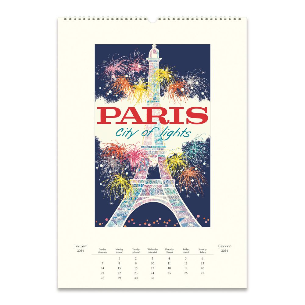 CAVALLINI & CO - 2024 - Vintage Poster Wall Calendar - PARIS - FIRWORKS