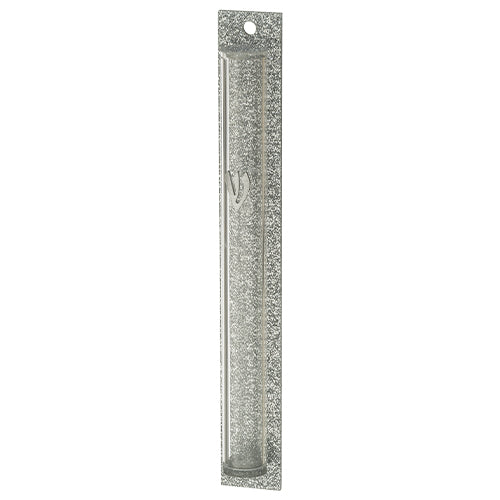 ART JUDAICA - Perspex Mezuzah with Silver Glitter Back - 12 cm