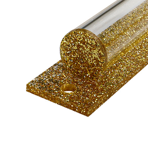 ART JUDAICA - Perspex Mezuzah with Gold Glitter Back - 12 cm