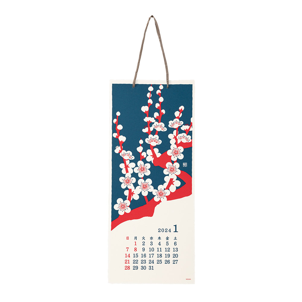 MIDORI - Wall-Hanging Calendar 2024 - Echizen Paper <L> Flower