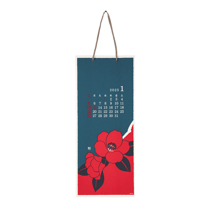 Calendar Wall-Hanging Echizen Paper <L> Flower 2025