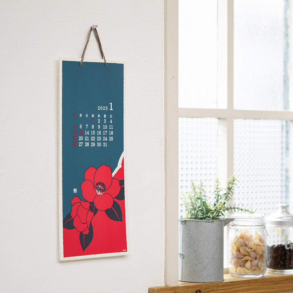 Calendar Wall-Hanging Echizen Paper <L> Flower 2025